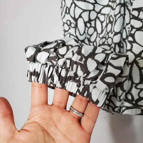 OPEN EDIT • Gray Abstract Print Organic Cotton Babydoll Top Sz M - Picture 5 of 9